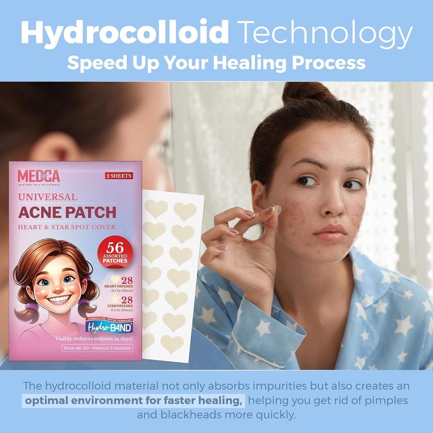 Parche Hidrocoloide para Acné MEDca - 56 Piezas Corazones y Estrellas