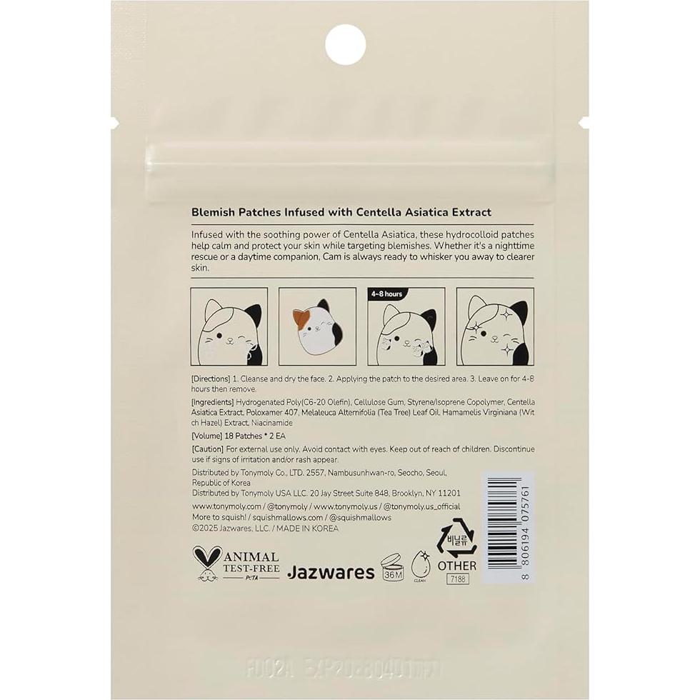 Parches para Imperfecciones Tonymoly x Squishmallows, 36 Unidades