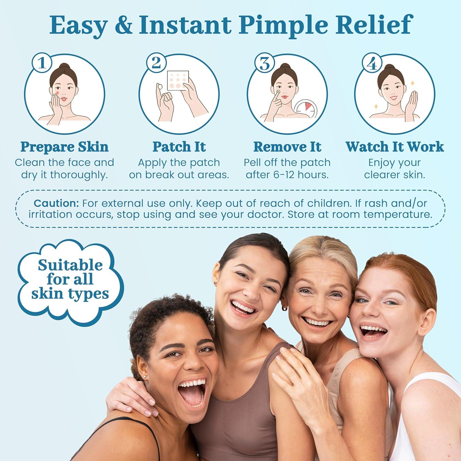 Parche Hidrocoloide para Acné Clean Slate Squad - 4 Tamaños