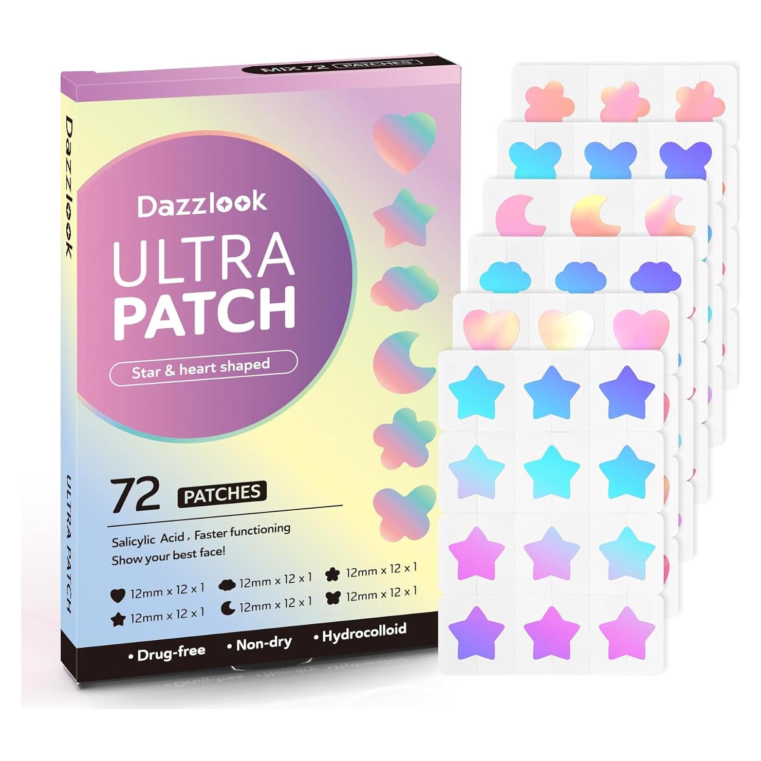Parche para Acné Dazzlook 72 Pcs Iridiscentes con Ácido Salicílico