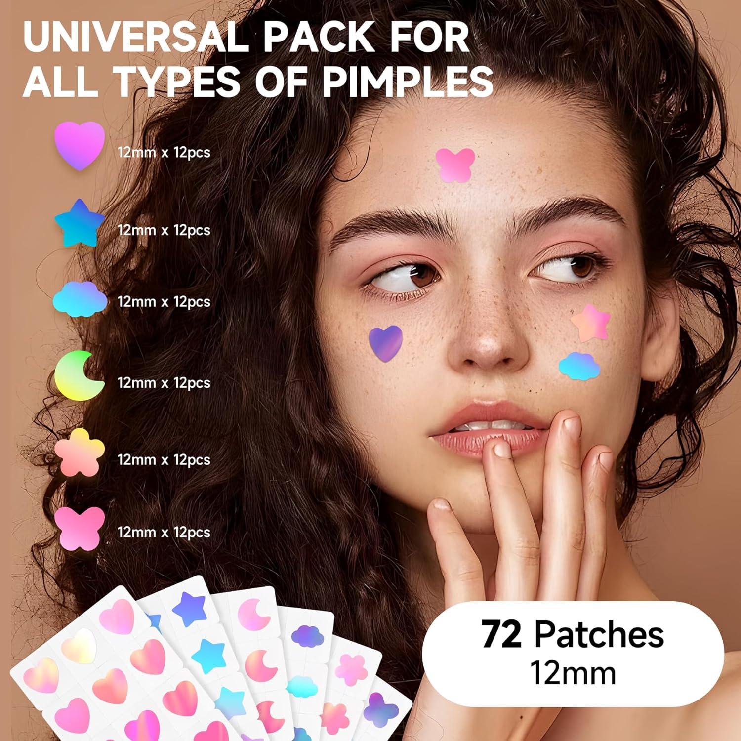 Parche para Acné Dazzlook 72 Pcs Iridiscentes con Ácido Salicílico