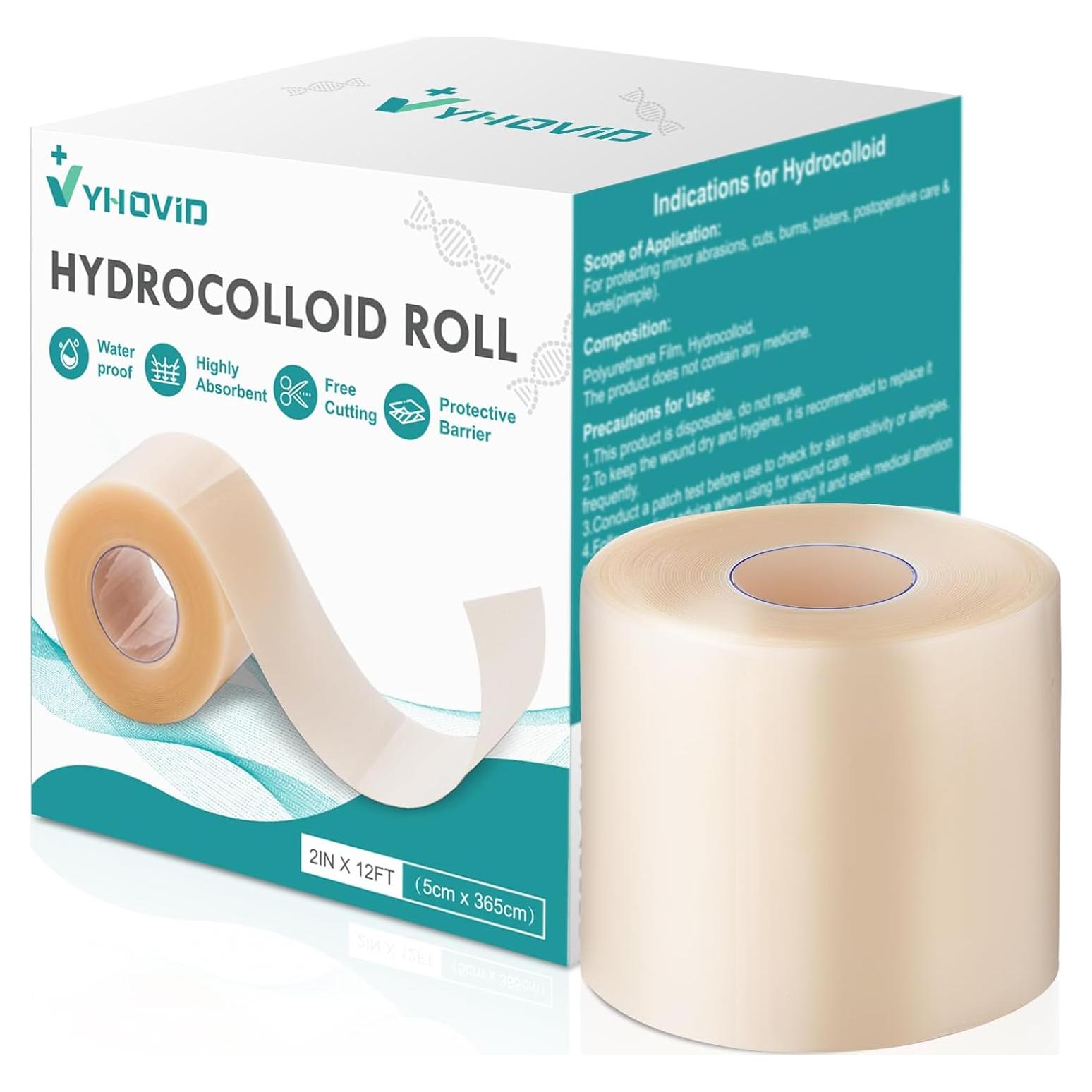 Rollos de hidrocoloide YHOVID 5.08cm x 3.66m para heridas