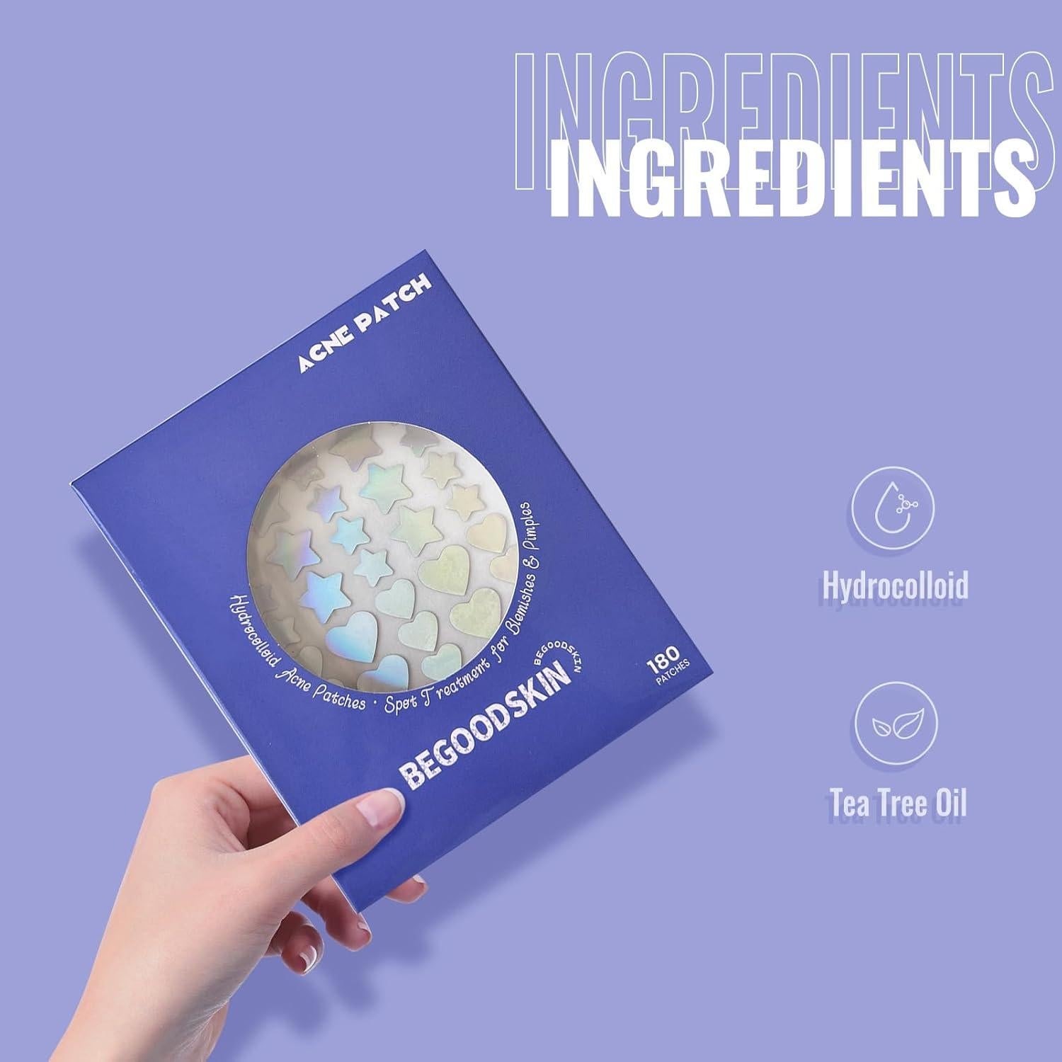 Parche Hidrocoloide para Acné BEGOODSKIN - 180 Unidades, Formas Divertidas