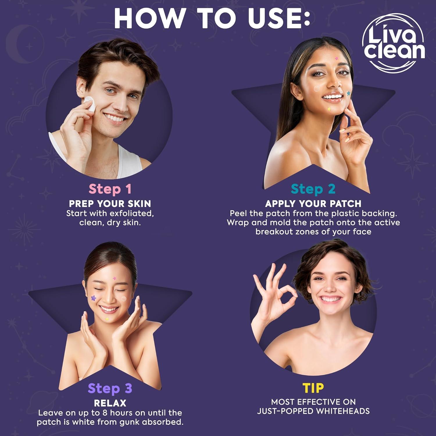 Parches para Acné LivaClean 570 Unidades Hidrocoloides y Estrella