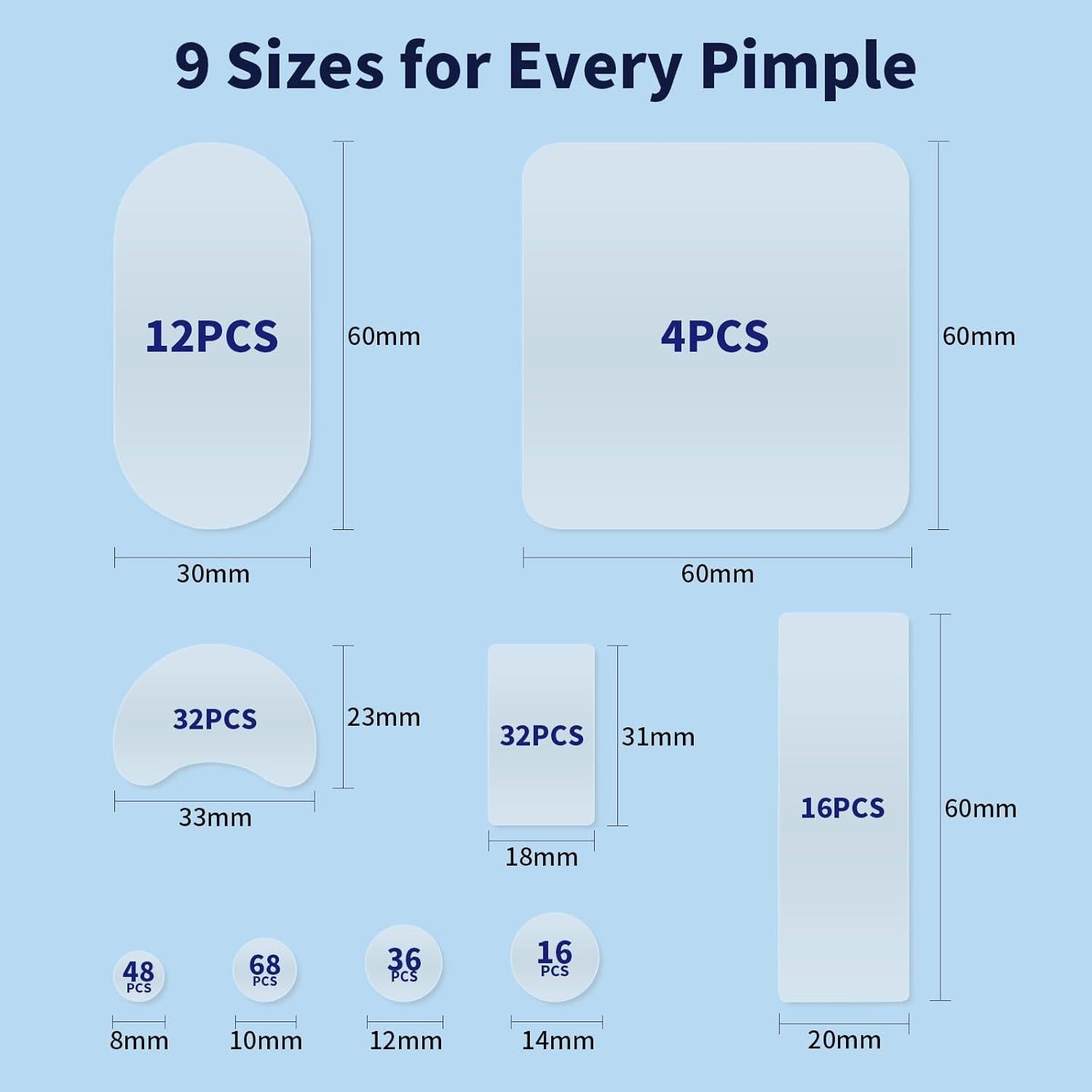 Parches para Espinillas Zeefpod XL - 264 Unidades, 9 Tamaños