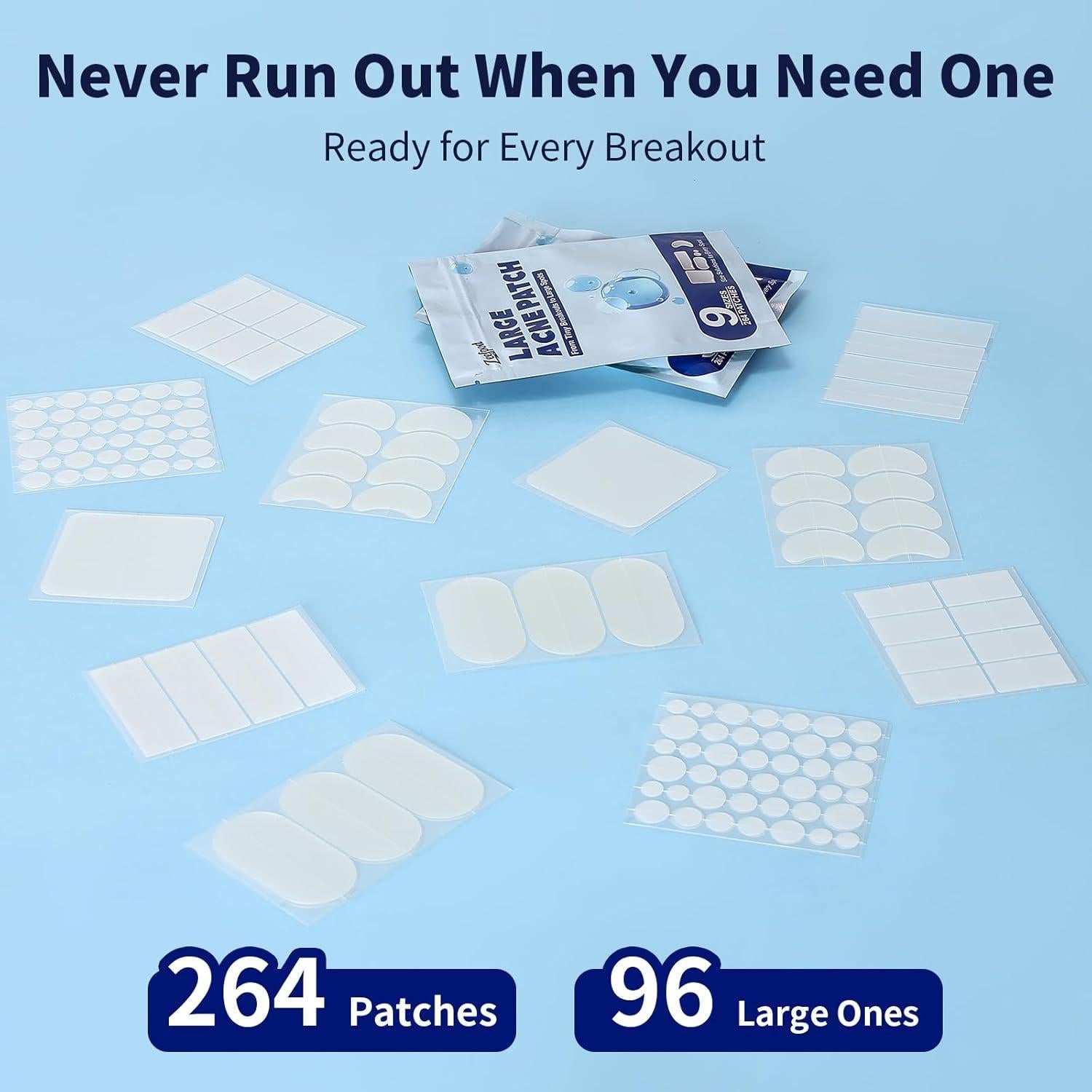 Parches para Espinillas Zeefpod XL - 264 Unidades, 9 Tamaños