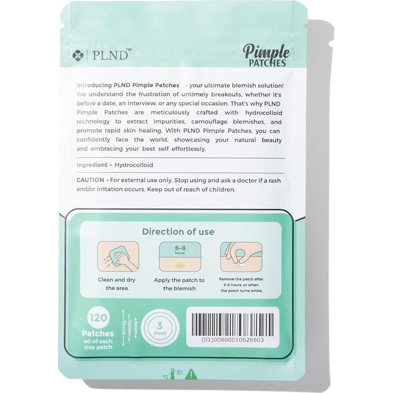 Parche Hidrocoloide para Acné PLND - 120 Parches 8-12mm