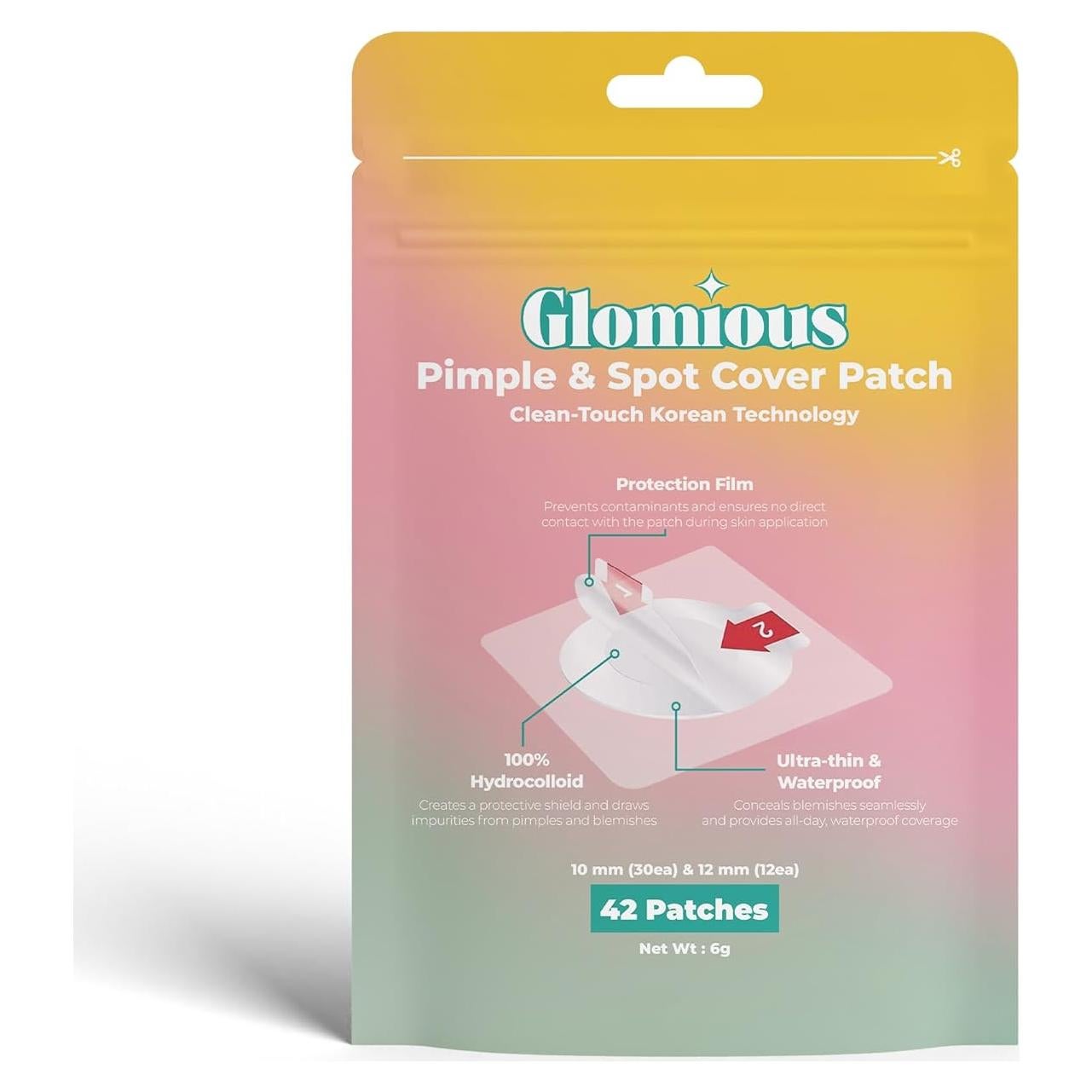 Parche Hidrocoloide Invisible Glomious para Acné - 42 Unidades