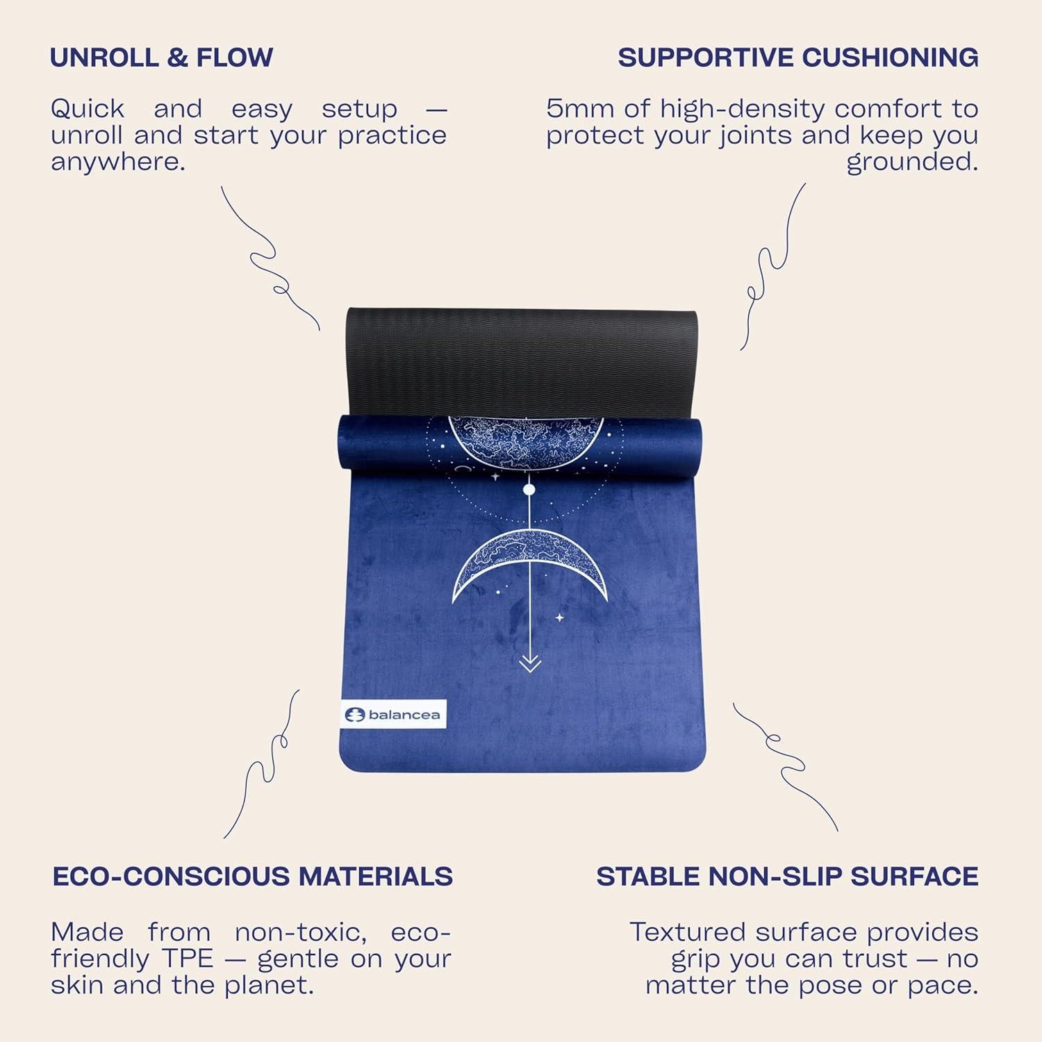 Alfombrilla de Yoga Balancea 183x61cm Antideslizante Azul