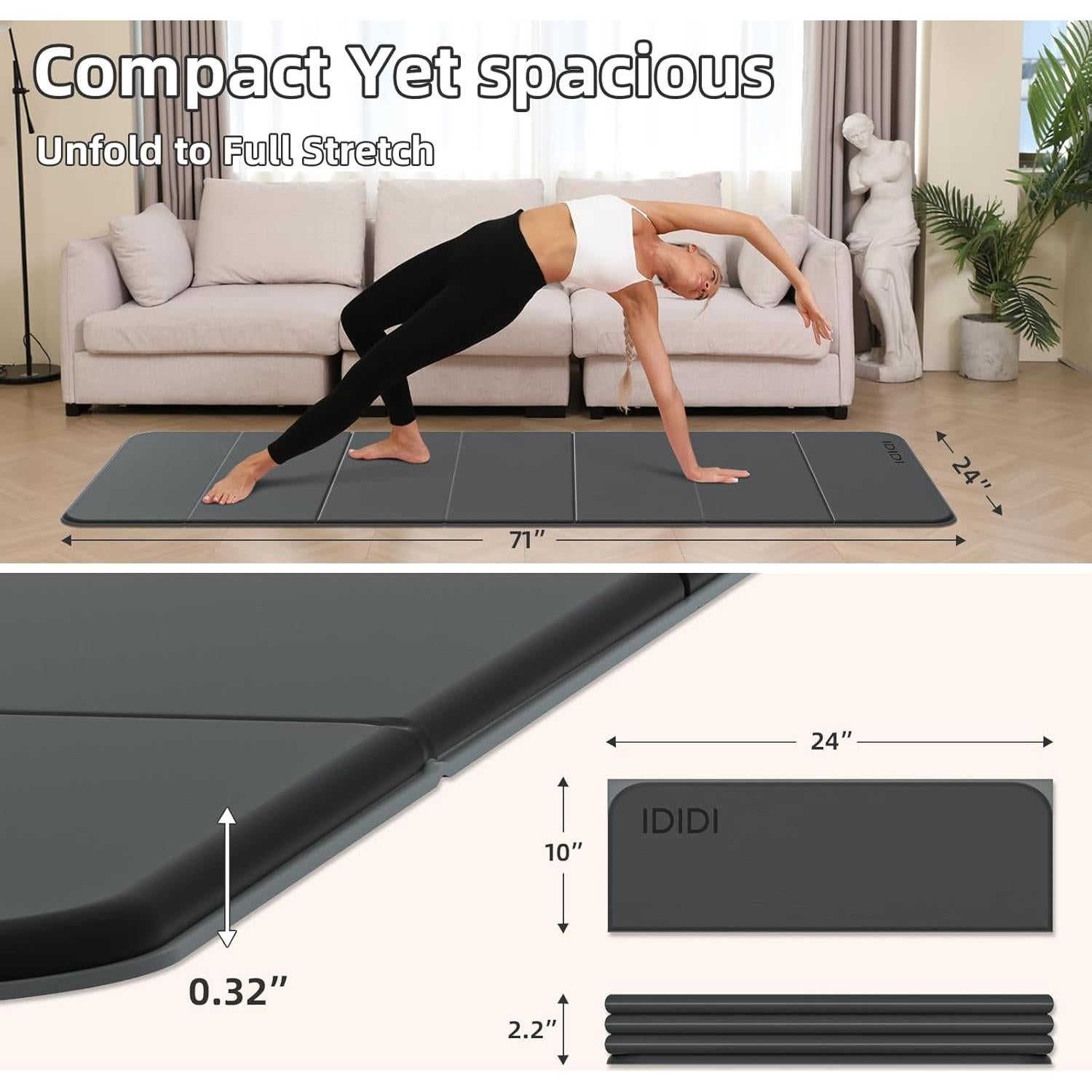 Tapete de Yoga Plegable IDIDI 177.8x61cm Ecológico Antideslizante