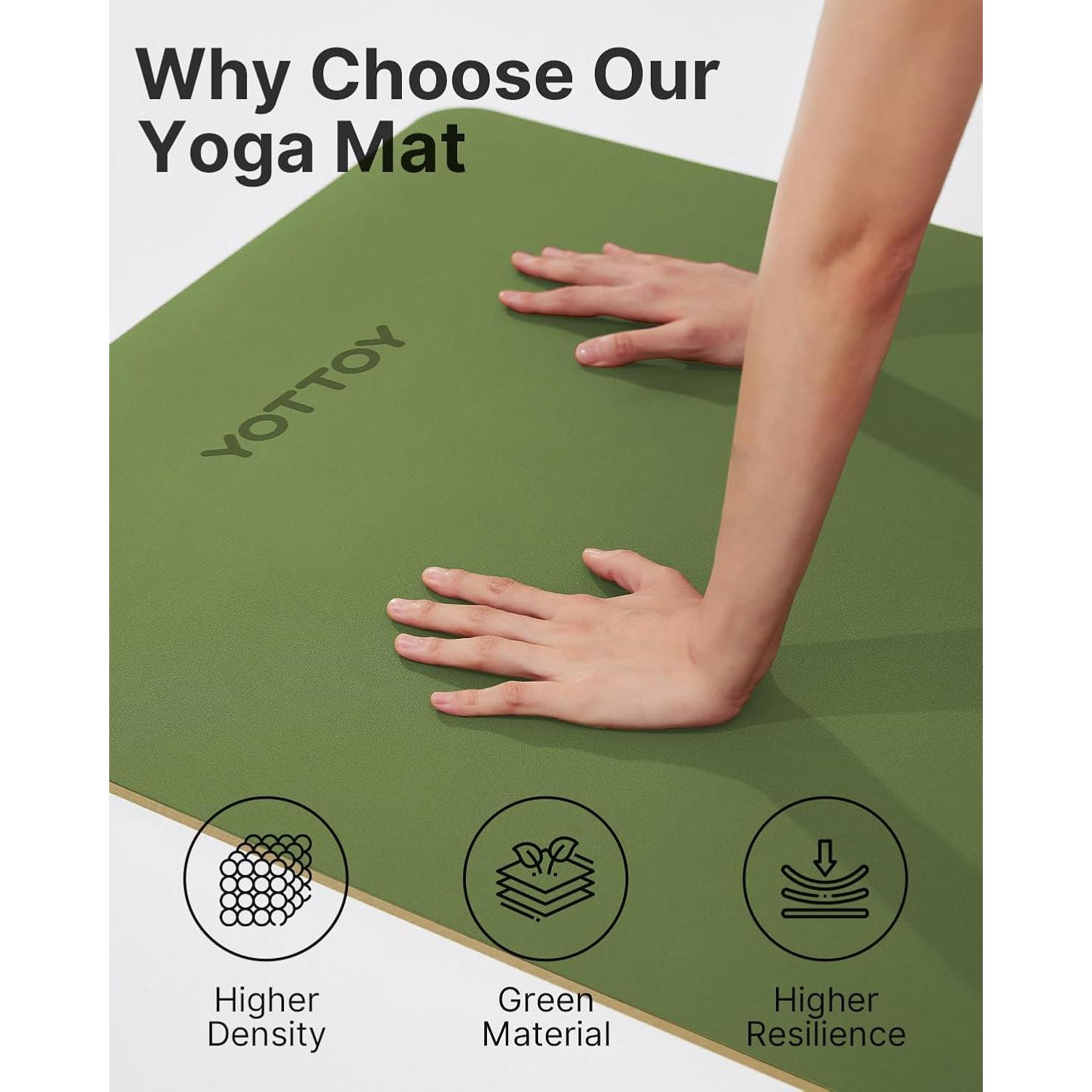 Esterilla de Yoga Antideslizante YOTTOY Verde 182.88x66.04cm