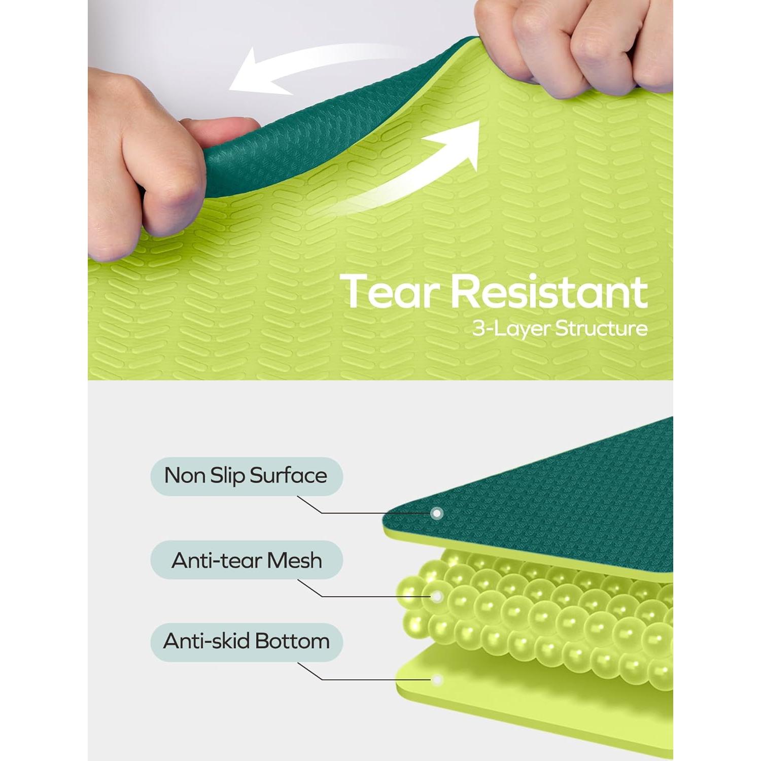 Alfombrilla de Yoga Ewedoos Verde TPE Antideslizante 0.64 cm