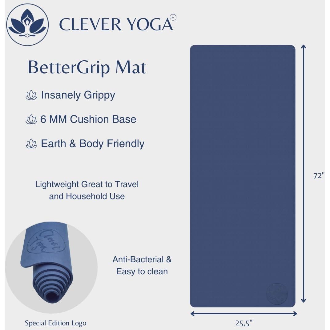 Alfombrilla de Yoga Clever Yoga Antideslizante 6mm Azul