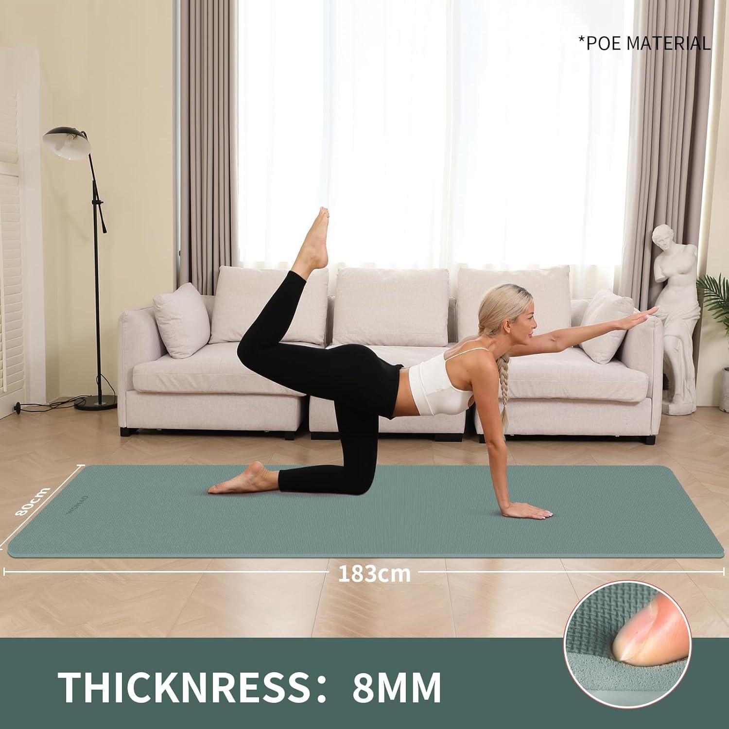 Alfombrilla de Yoga Antideslizante Wohao 183x80cm 8mm Verde