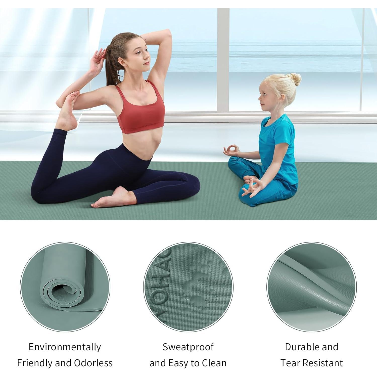 Alfombrilla de Yoga Antideslizante Wohao 183x80cm 8mm Verde