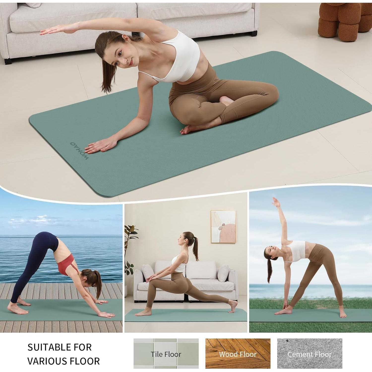 Alfombrilla de Yoga Antideslizante Wohao 183x80cm 8mm Verde