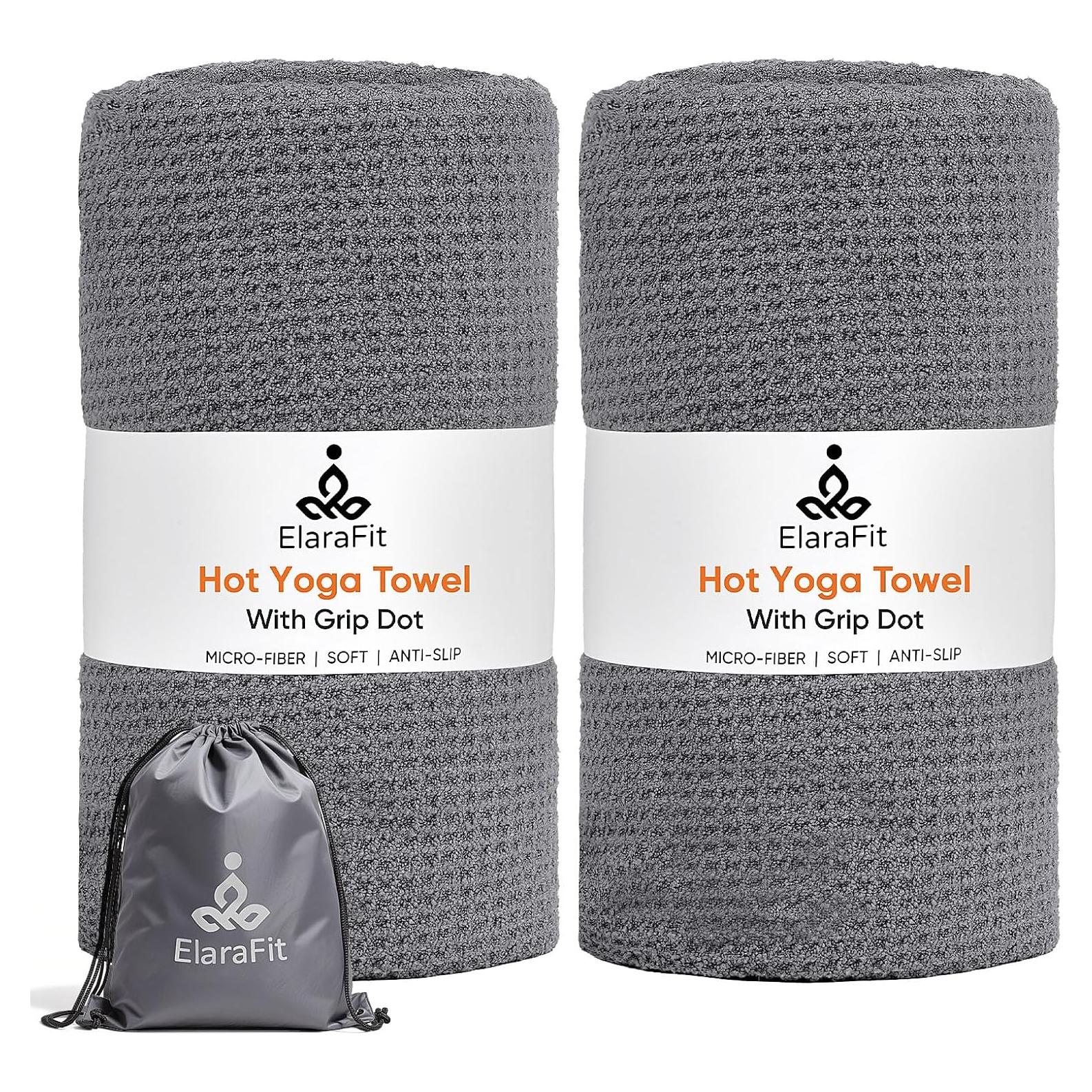 Paquete de 2 Toallas de Yoga Antideslizantes ElaraFit 182.9x67.3cm