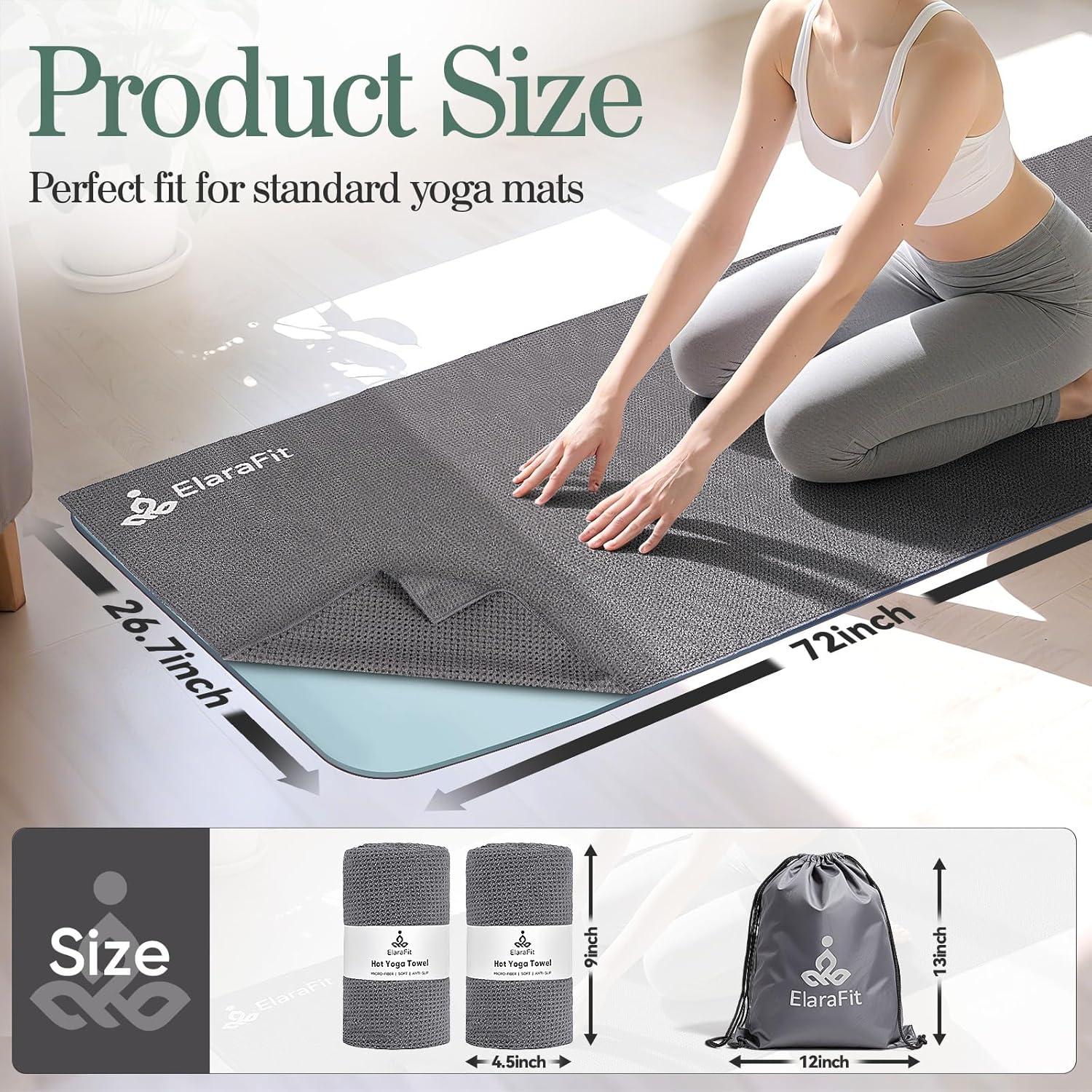 Paquete de 2 Toallas de Yoga Antideslizantes ElaraFit 182.9x67.3cm