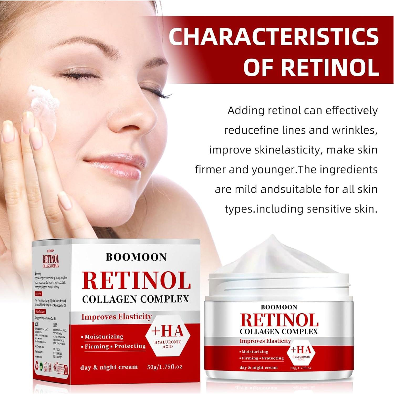Crema Facial Antienvejecimiento BOOMOON con Retinol y Ácido Hialurónico 100 g