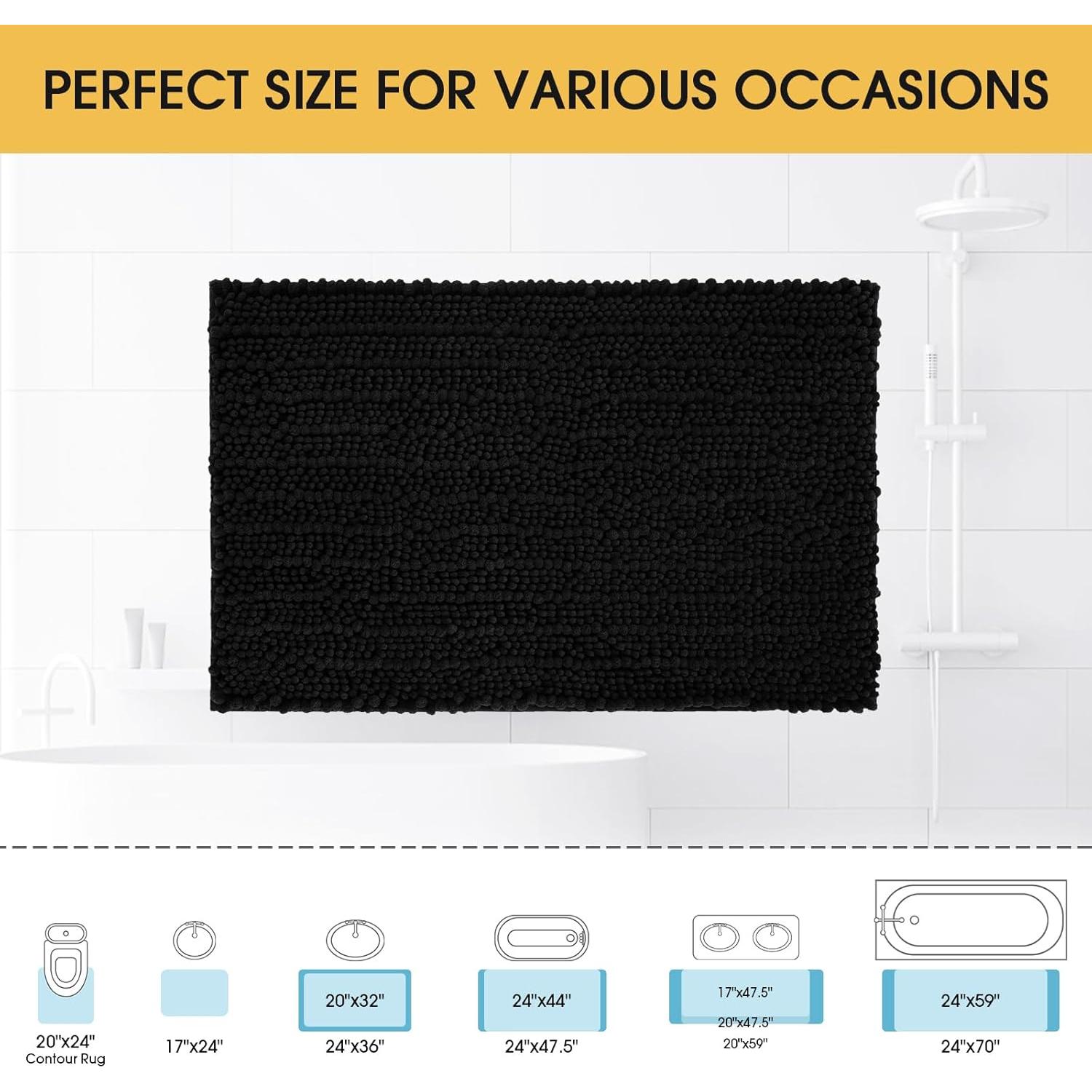 Alfombra de Baño de Lujo Negra ACCUMTEK 120x43cm Antideslizante