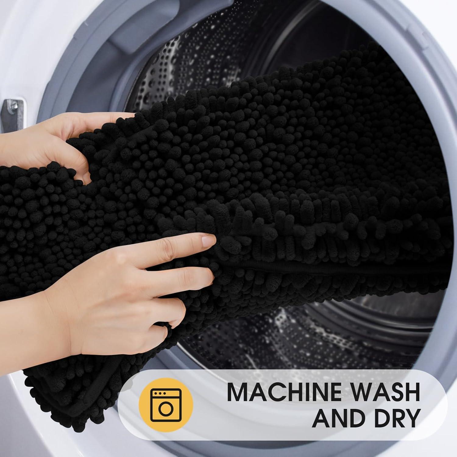 Alfombra de Baño de Lujo Negra ACCUMTEK 120x43cm Antideslizante