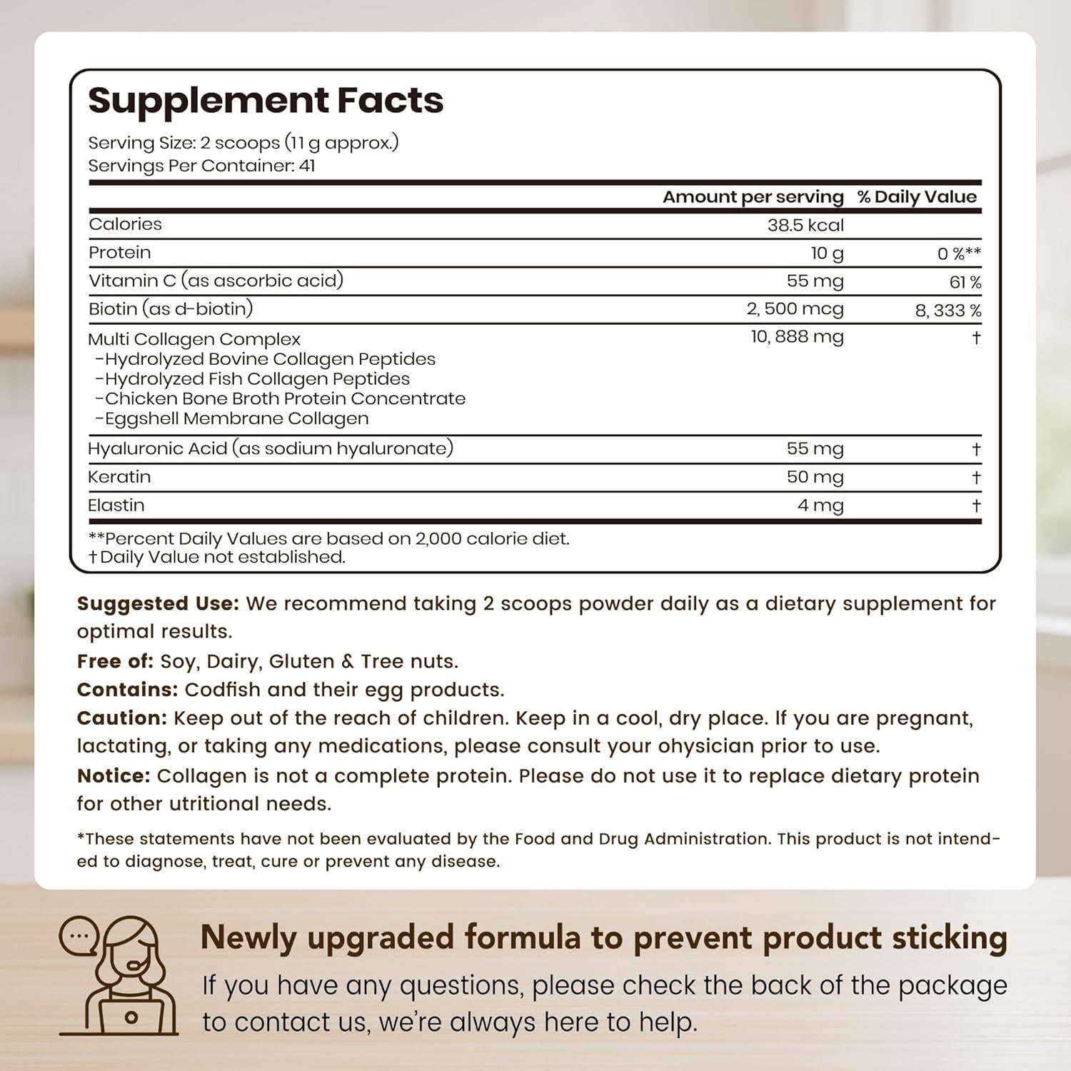 Polvo de Colágeno Hidrolizado VEV 454 g - Tipo I, II, III, V, X