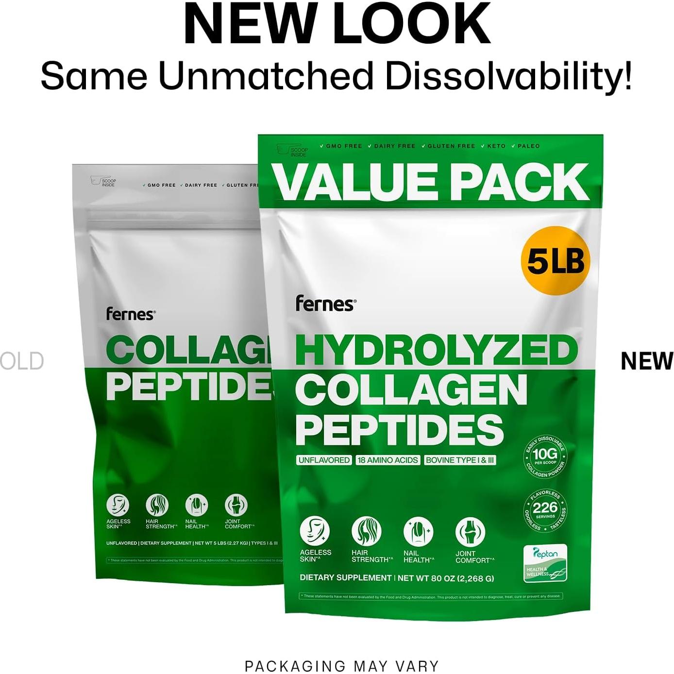 Polvo de colágeno hidrolizado Fernes 2.27 kg Tipo I y III