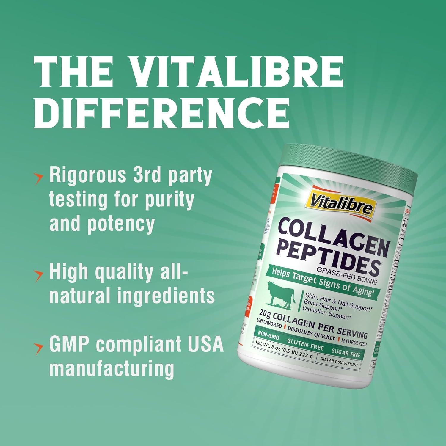 Polvo de Colágeno Hidrolizado Vitalibre 227g Tipo I y III