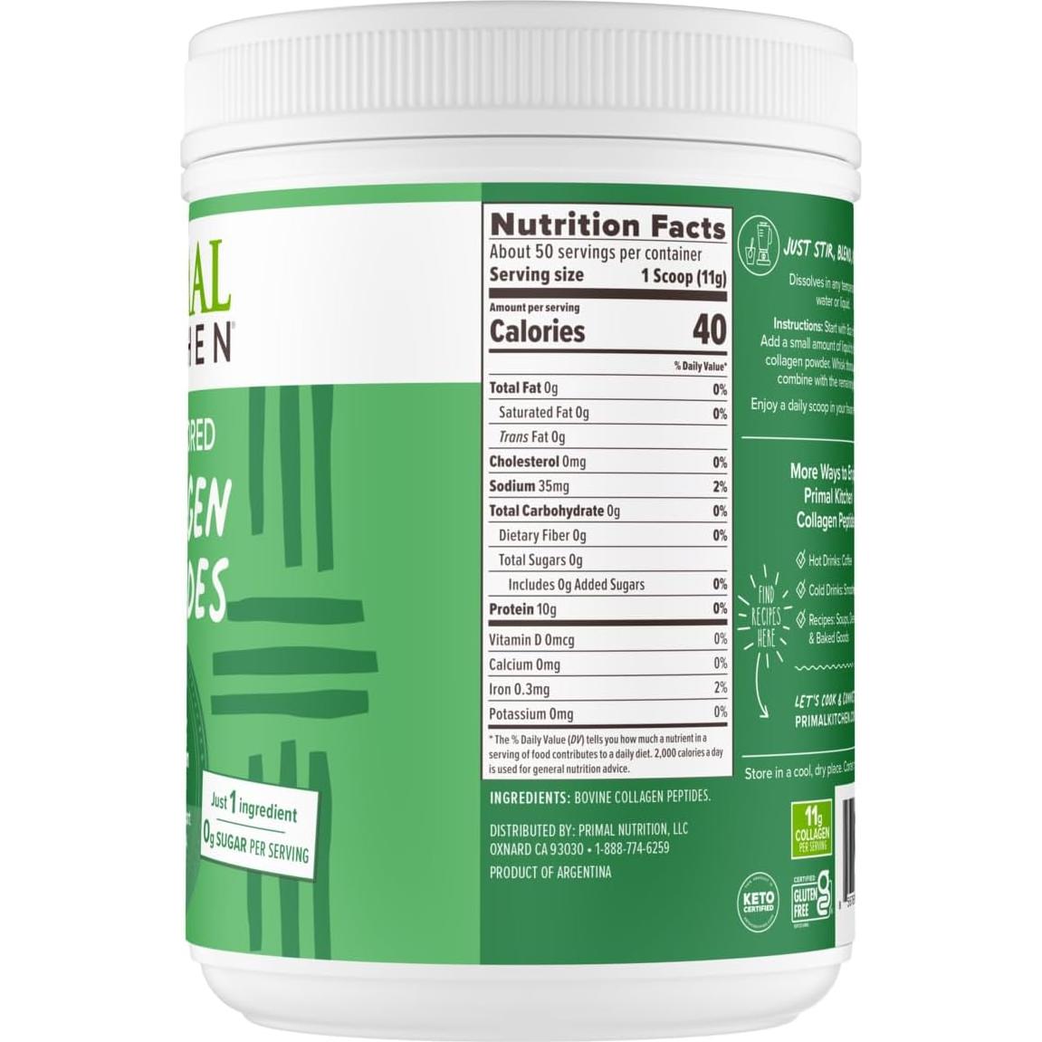 Péptidos de colágeno Primal Kitchen sin sabor 0.54 kg