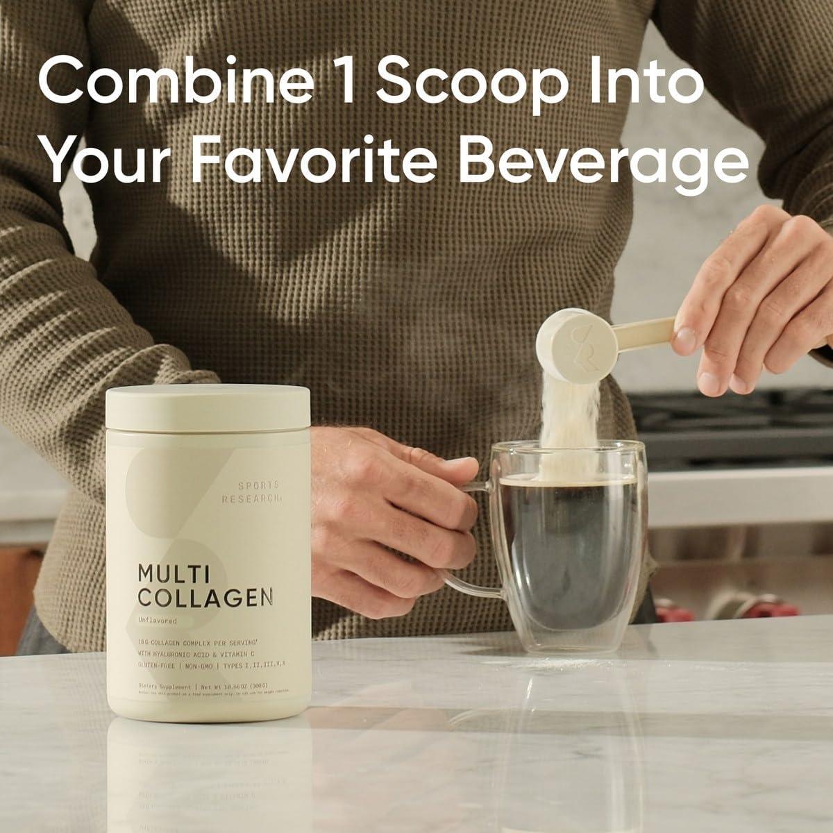 Polvo de Colágeno Múltiple Sports Research 30 Porciones Sin Sabor