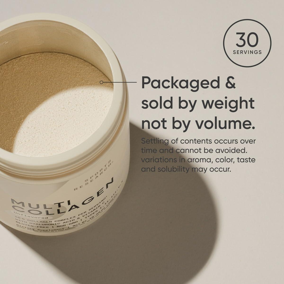 Polvo de Colágeno Múltiple Sports Research 30 Porciones Sin Sabor