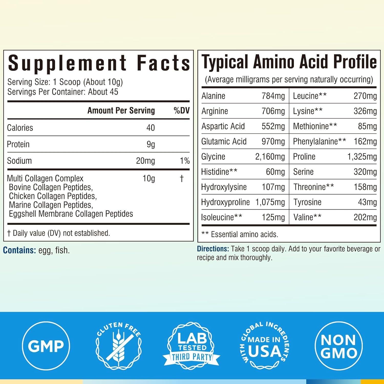 Polvo de Colágeno Múltiple Terranics 454g Hidrolizado Sin Sabor