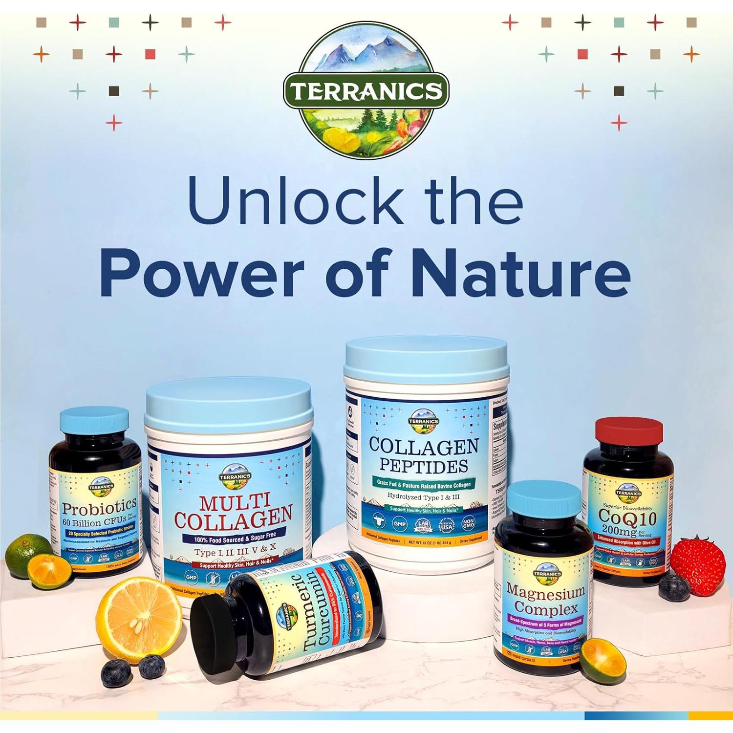 Polvo de Colágeno Múltiple Terranics 454g Hidrolizado Sin Sabor