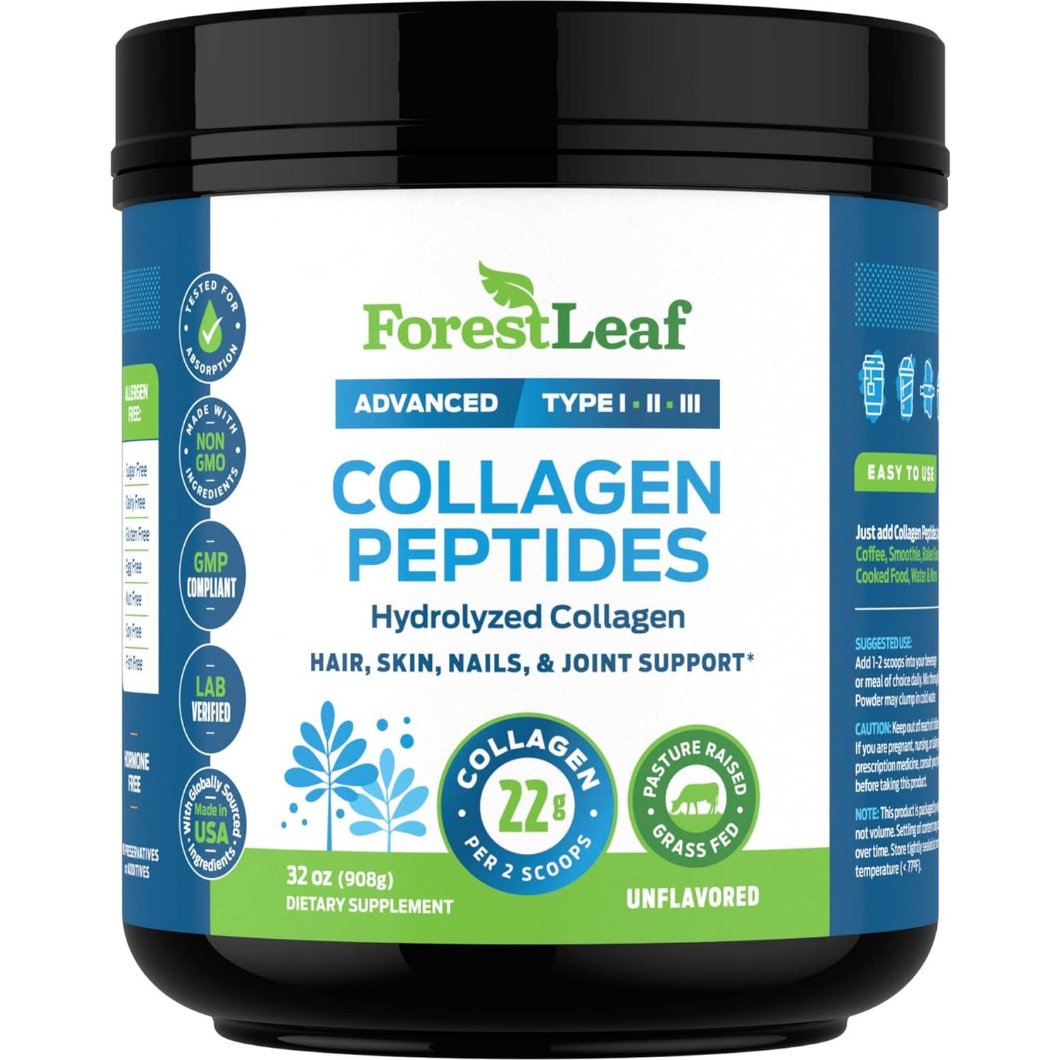 Polvo de Colágeno Hidrolizado ForestLeaf 0.91kg - Sin Sabor