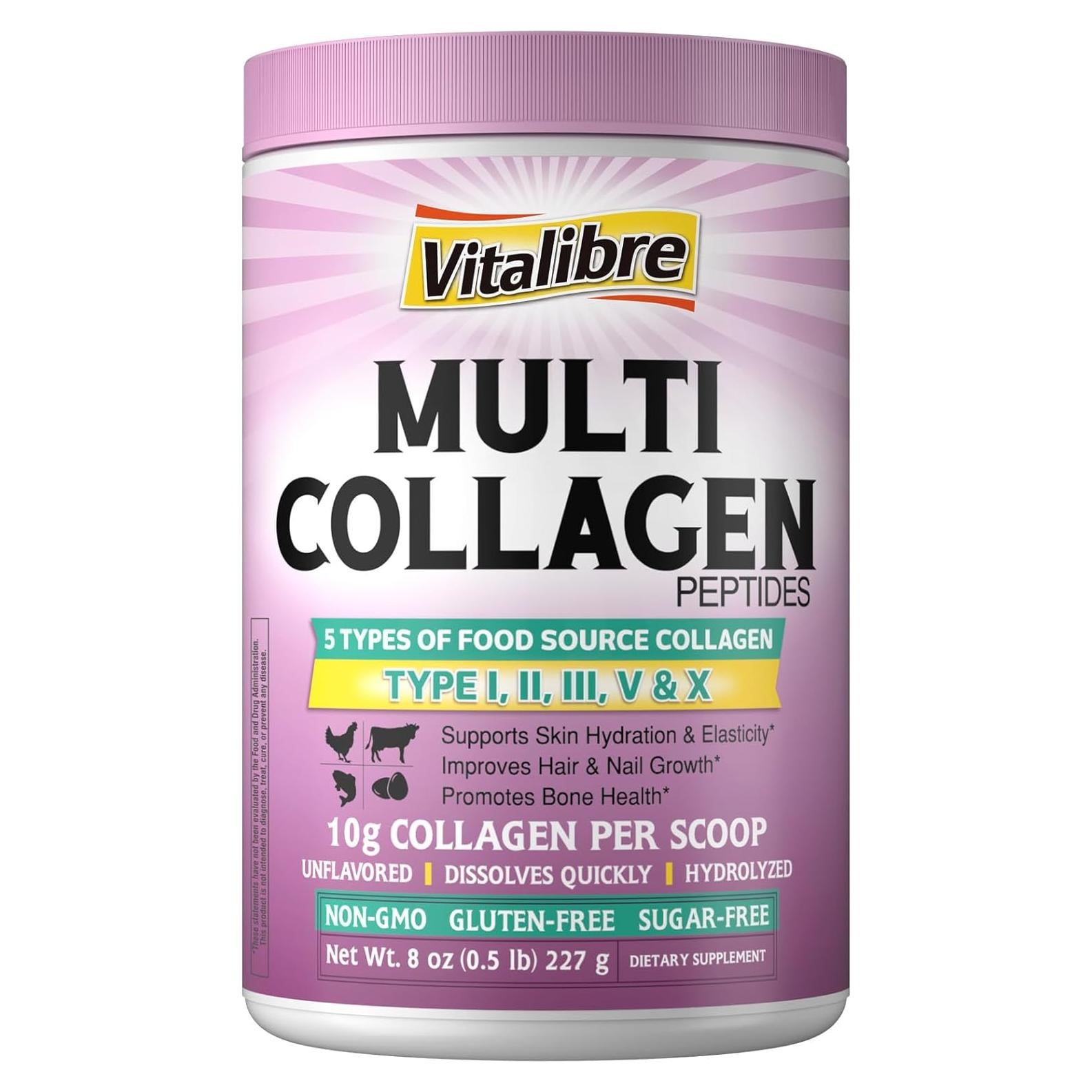 Péptidos de Colágeno Múltiple Vitalibre 226.8g Sin Sabor