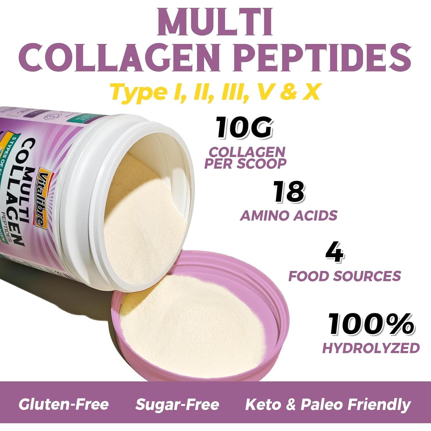 Péptidos de Colágeno Múltiple Vitalibre 226.8g Sin Sabor