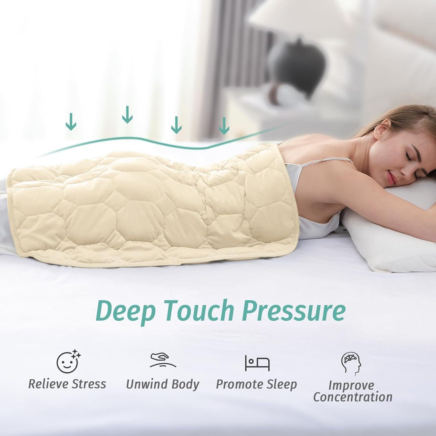 Manta con peso Wemore 3.2 kg beige 61x74 cm para adultos