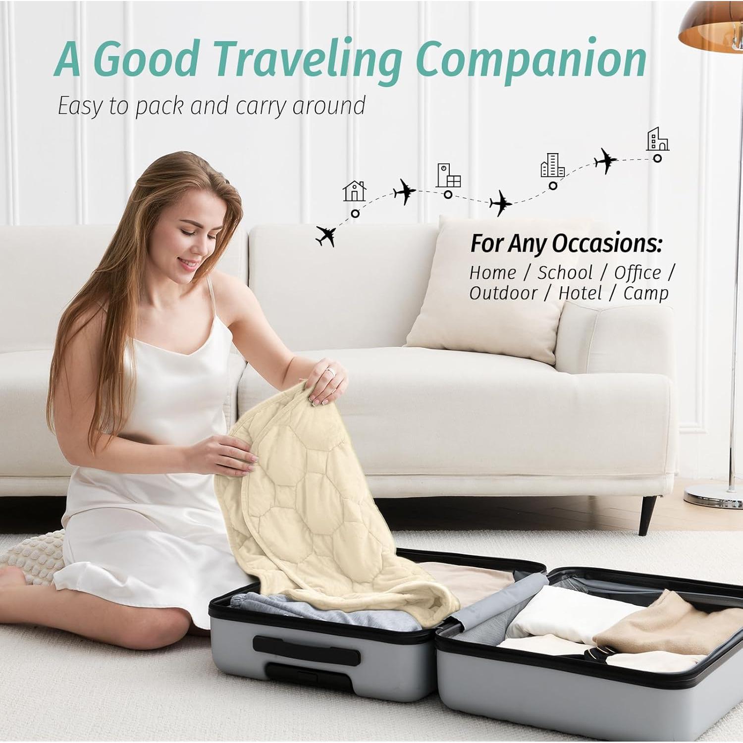 Manta con peso Wemore 3.2 kg beige 61x74 cm para adultos