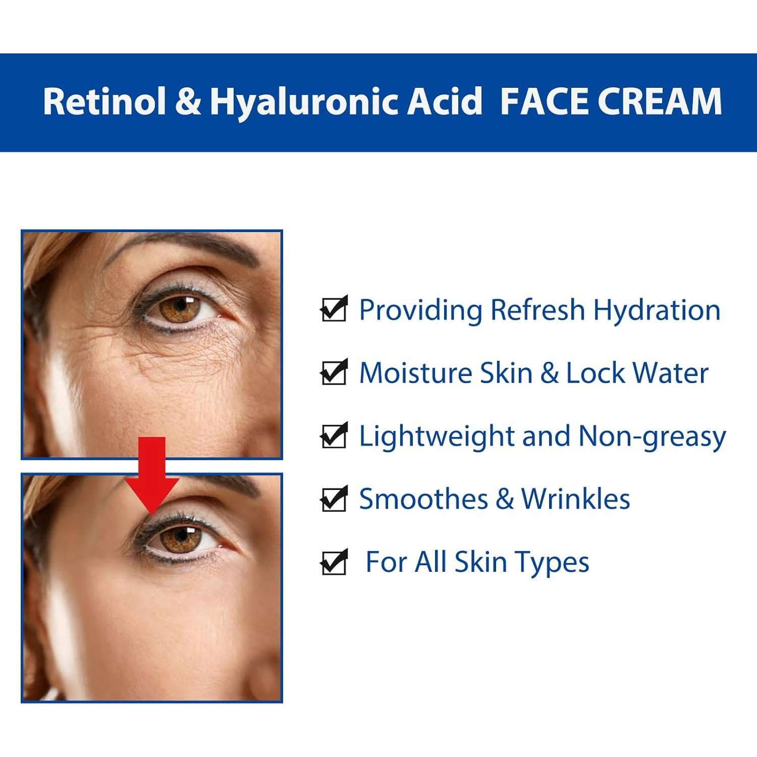 Crema Hidratante Facial GUOYAOLIFU con Retinol y Ácido Hialurónico 85g
