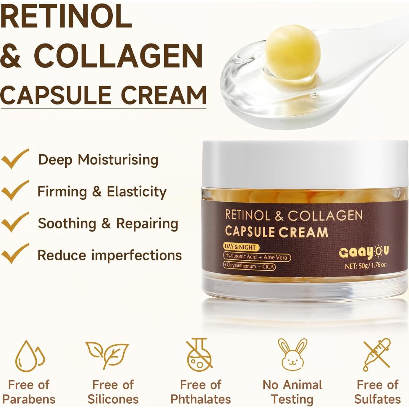 Crema de Cápsulas de Colágeno y Retinol Gaayou 140g