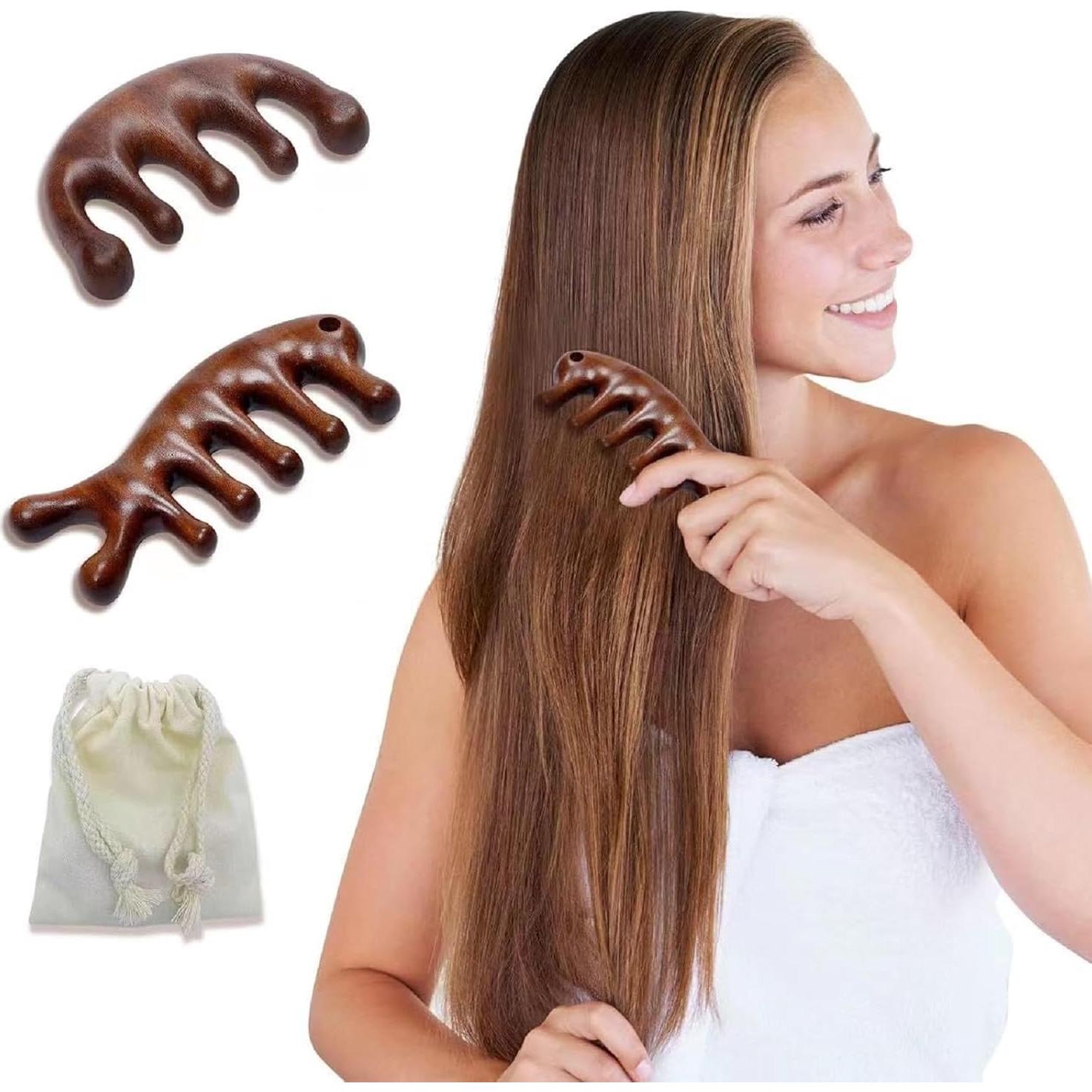 Set de 2 Peines de Masaje de Madera Sándalo para Cabello