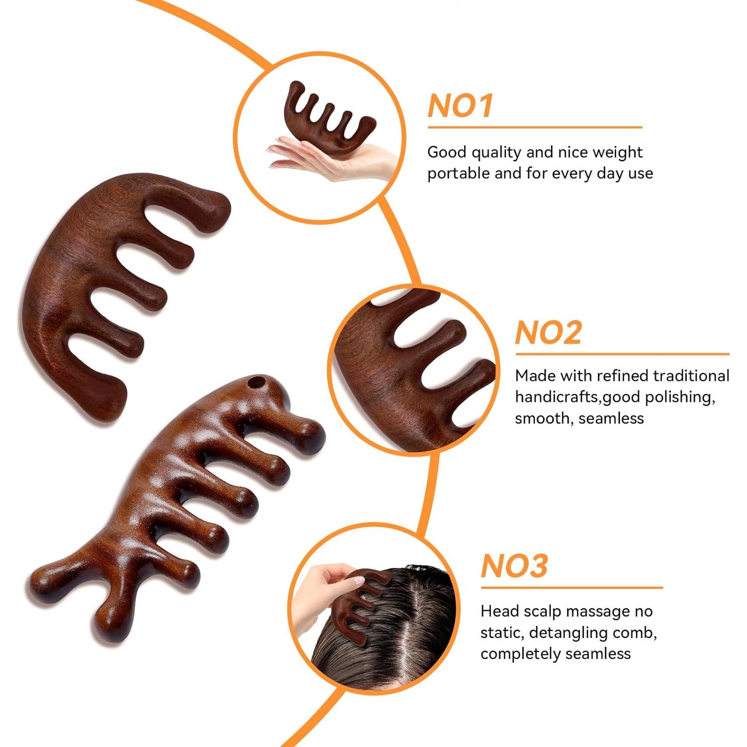 Set de 2 Peines de Masaje de Madera Sándalo para Cabello