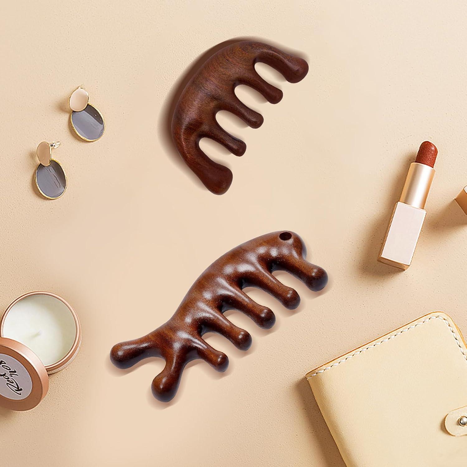 Set de 2 Peines de Masaje de Madera Sándalo para Cabello