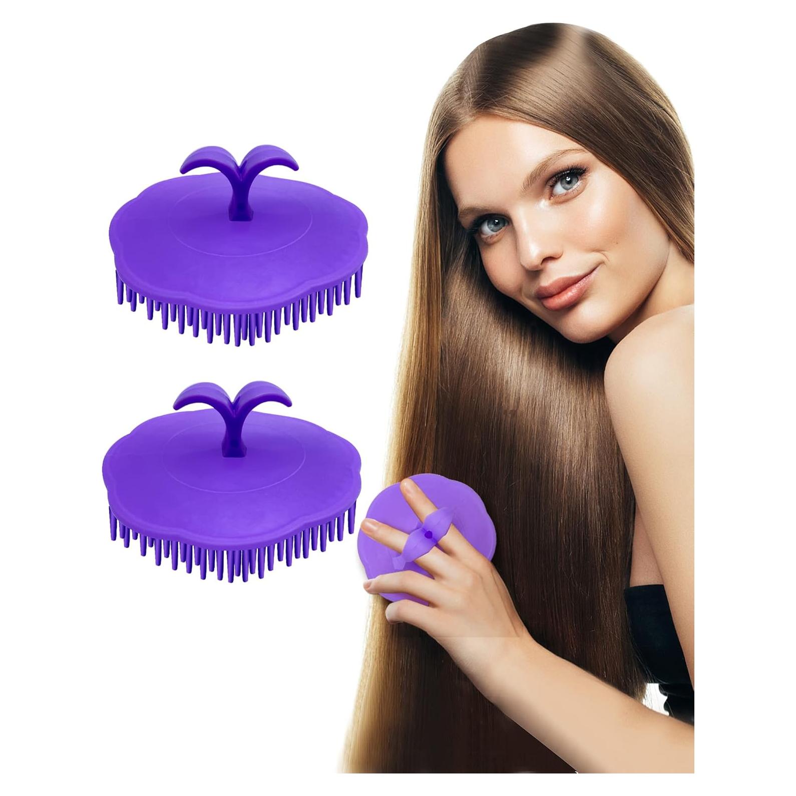 Cepillo Masajeador para Cuero Cabelludo Kissfee - 2 Unidades Púrpura