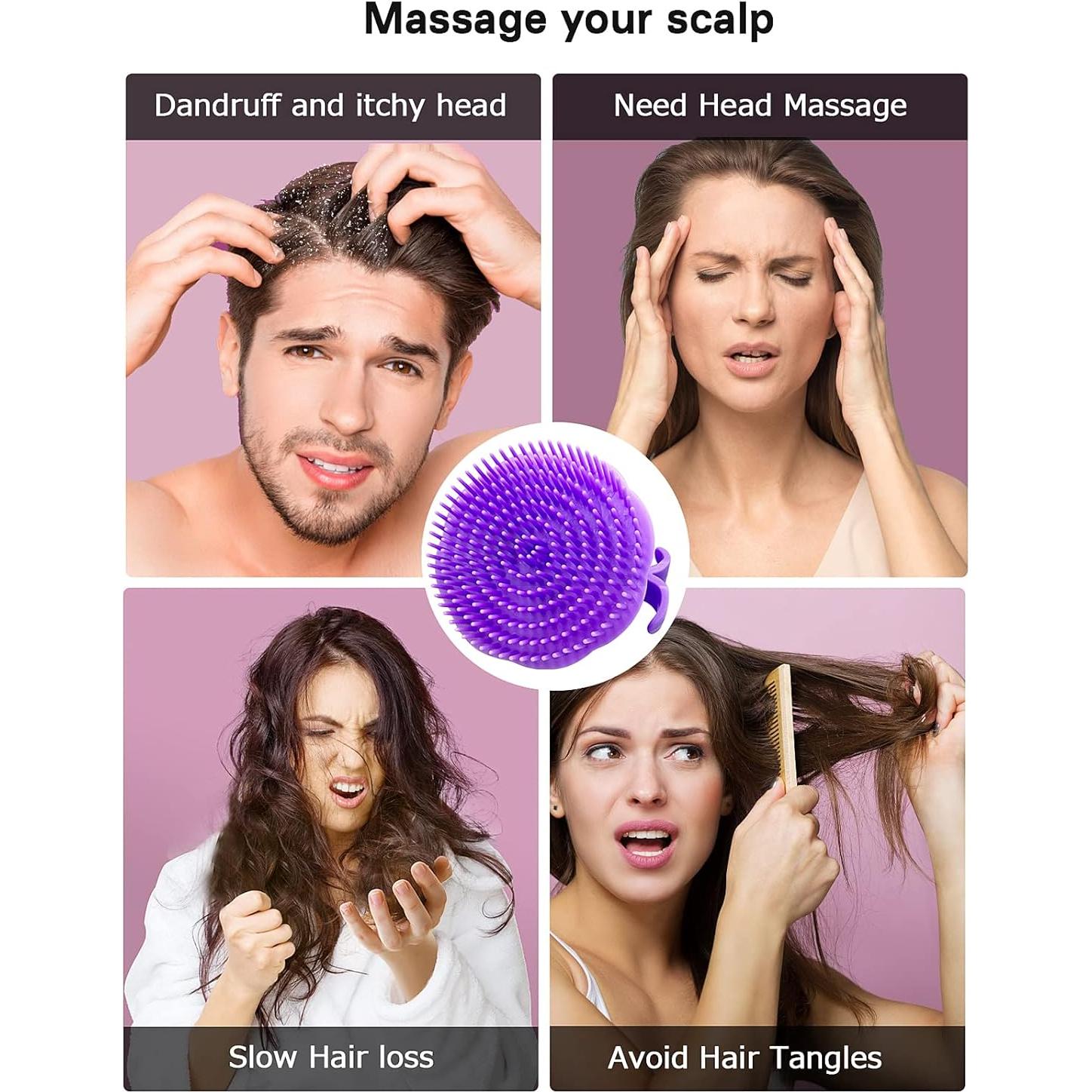 Cepillo Masajeador para Cuero Cabelludo Kissfee - 2 Unidades Púrpura
