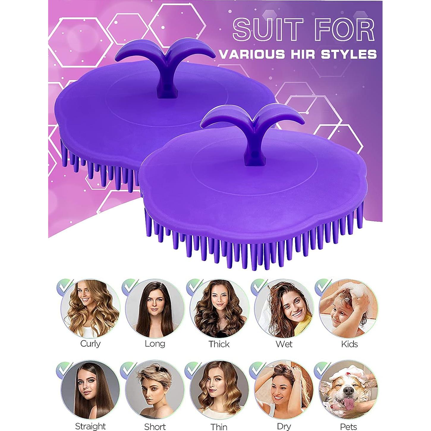 Cepillo Masajeador para Cuero Cabelludo Kissfee - 2 Unidades Púrpura
