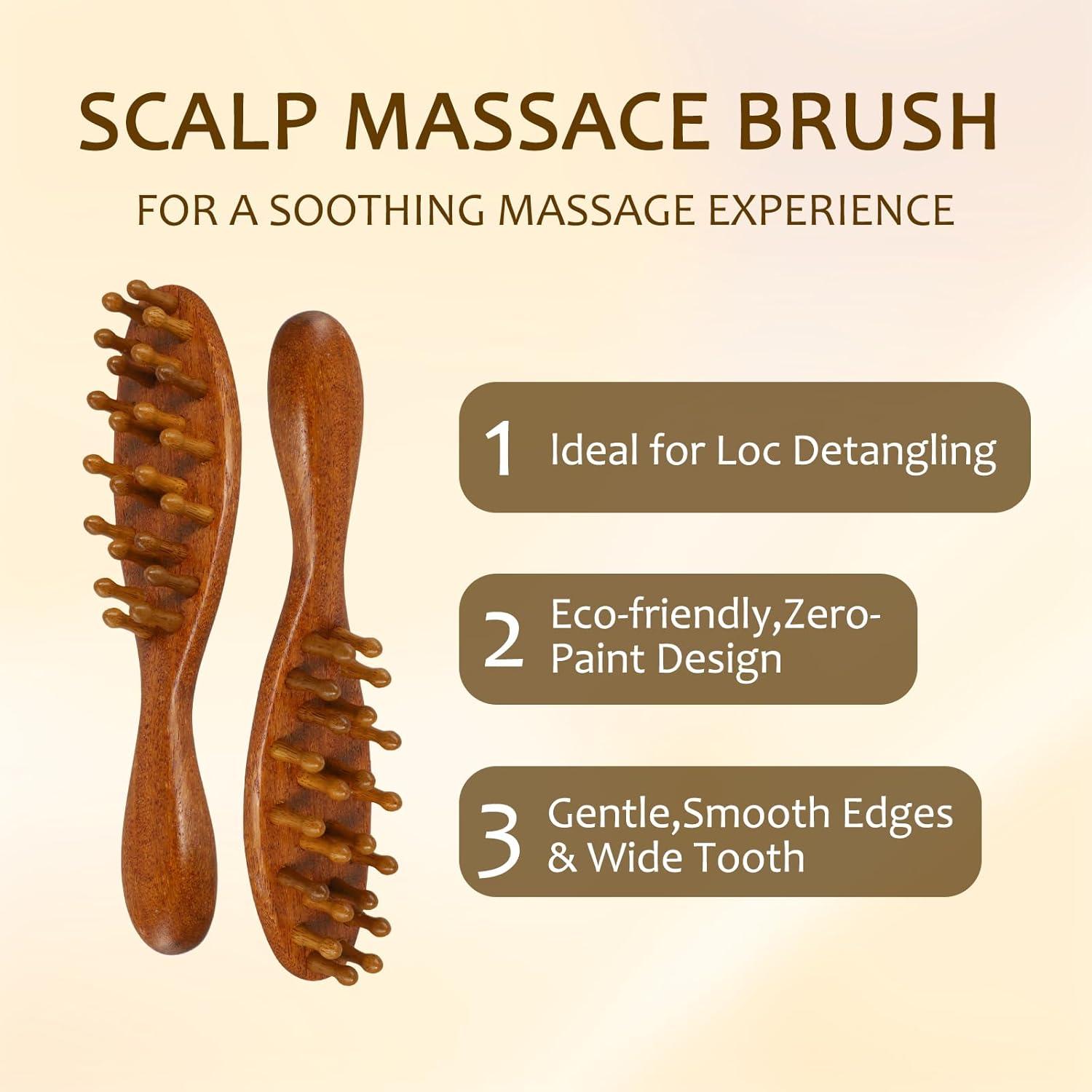 Cepillo Loc para Dreads de Madera Sándalo Verde - Peine Masaje 24.89 cm