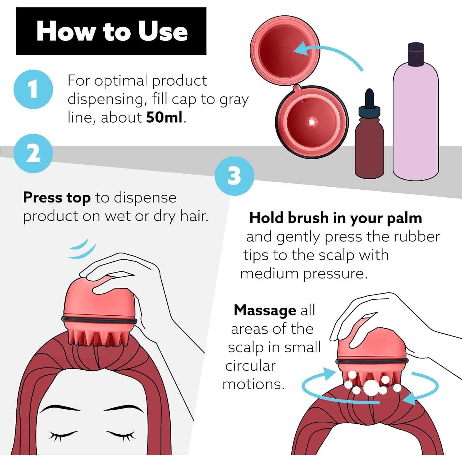 Masajeador Exfoliante Wet Brush Coral para Cuero Cabelludo