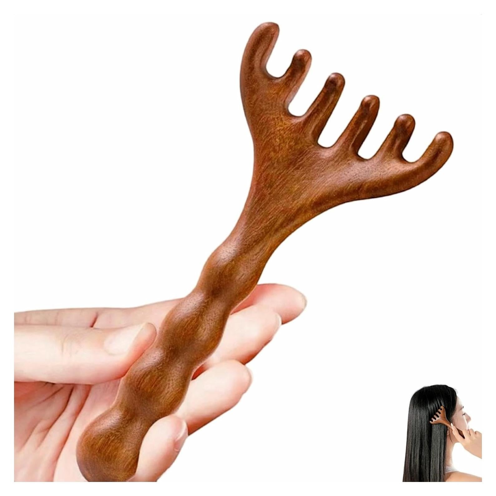 Peine de Masaje de Sándalo KINTEGOOD Mango Largo 15cm