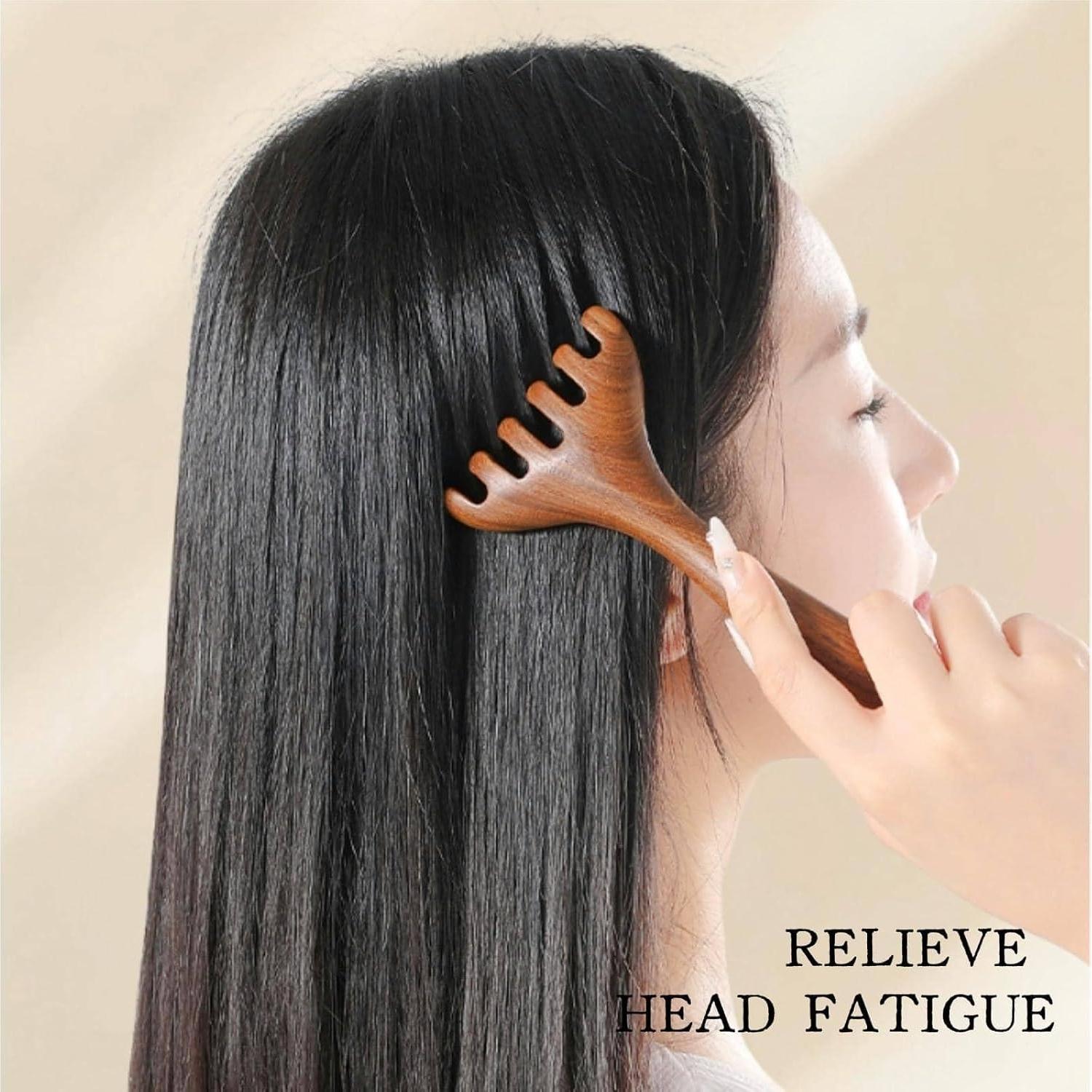 Peine de Masaje de Sándalo KINTEGOOD Mango Largo 15cm